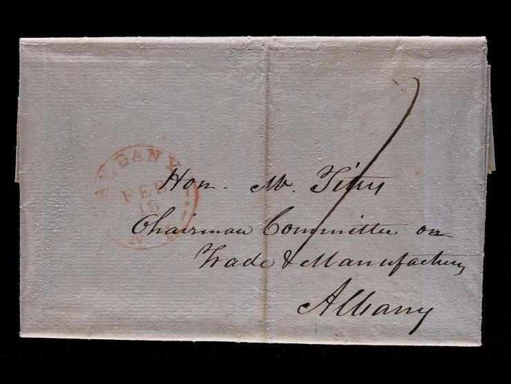 1845 Stampless Cover, Utica to Albany, Drop Letter