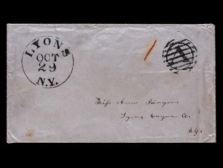 Bold "V" In Double Circle, rerated with Manuscript "1" on Local Drop Cover