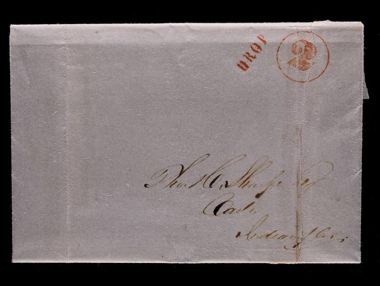 Indianapolis, Indiana, 2c Drop Letter, Red "DROP" and "2" in Circle Handstamps
