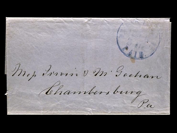1849 Folded Letter, Philadelphia to Chambers, PA, Rated for 3c Circular Rate