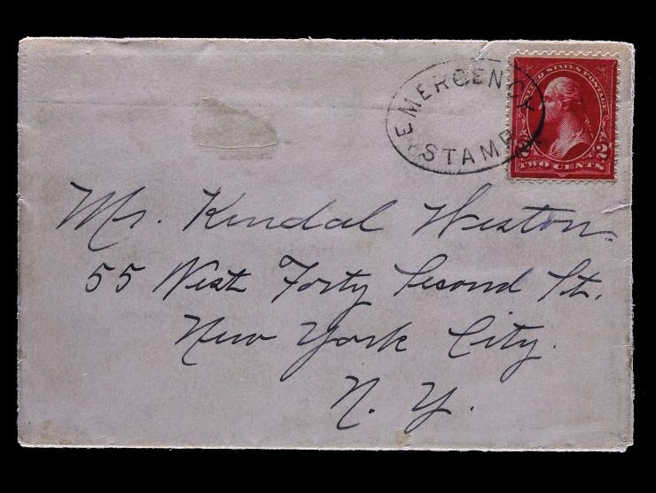 Emergency Stamp Black Oval Handstamp Cancel Tying #279Bf 2c Red on 1900 Cover to New York City