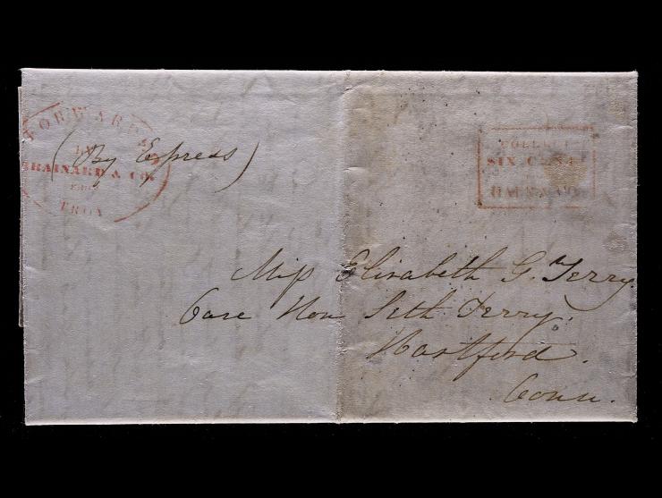 Brainard & Co. and Hale & Co., on 1845 Folded Letter from Troy, NY to Hartford, Conn.
