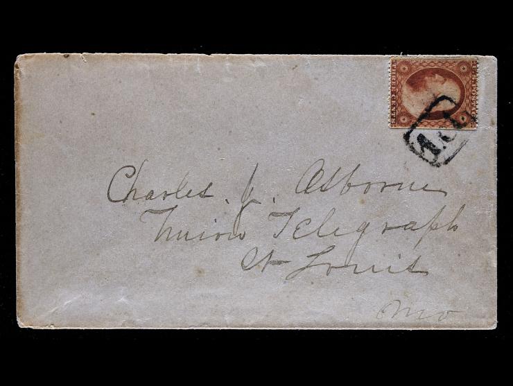 #26 3c Dull Red, Tied by St. Louis, Mo. Boxed "1 ct" Handstamp on Local Cover