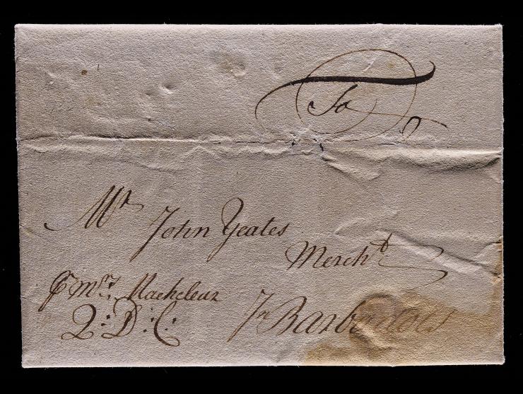 1732 Stampless Transatlantic Cover, Philadelphia to Barbados