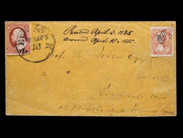 Swart's City Dispatch Post, 136L10, 1c Pink, with Handstamp Cancel Used with #11A 3c Tied on Cover to Ohio