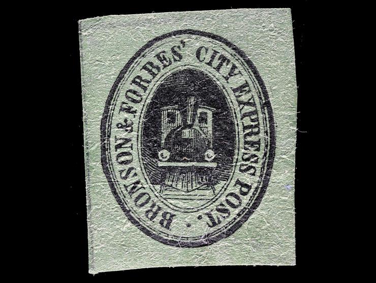 Bronson & Forbes' City Express Post, 27L1, 1c Black on Green, Unused