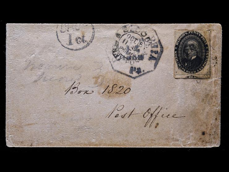 D.O. Blood & Co., 15L18, 1c Black, Cut Rectangle with Portion of Stamp Below, Tied by Type 21 Handstamp with "DROP 1 ct" in Circle