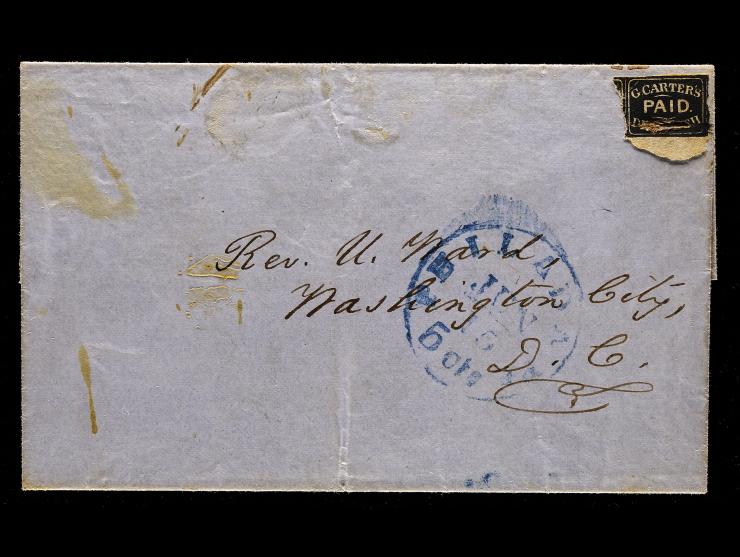 G. Carter's Despatch, 1849, 2c Black, 36L1, Tied on To-The-Mails Cover From Philadelphia to Washington City