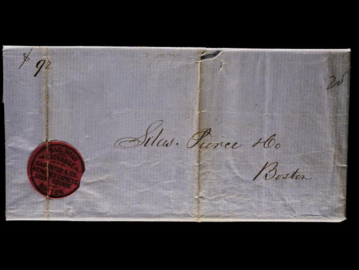 Carpenter & Co. Express, Black on Magenta Label, Mosher CPNX-L2, on Folded Letter to Boston