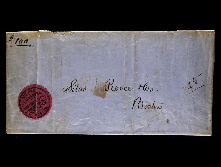 Carpenter & Co.’s Kennebec Express, Mosher CPNX-L2, Black on Magenta Label on Folded Letter from Augusta, ME to Boston