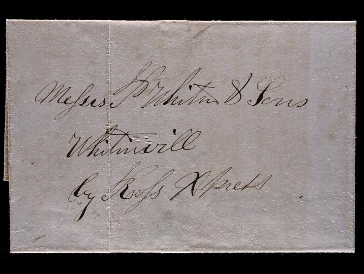 Ross' Express, Manuscript “by Ross’ Express”, on Stampless Folded Letter to Whitinsville, Mass