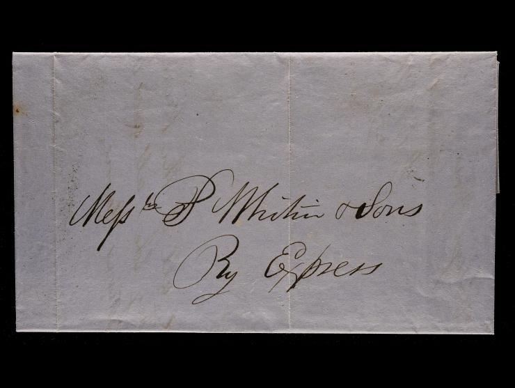 Fuller's Express, 1846 Stampless Folded Letter, Boston to Worcester