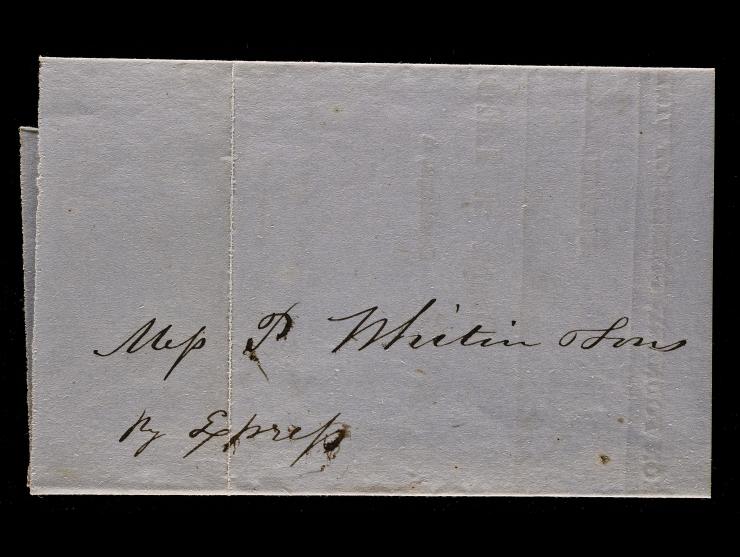 Fuller's Express, 1847 Stampless Folded Letter, Boston to Worcester