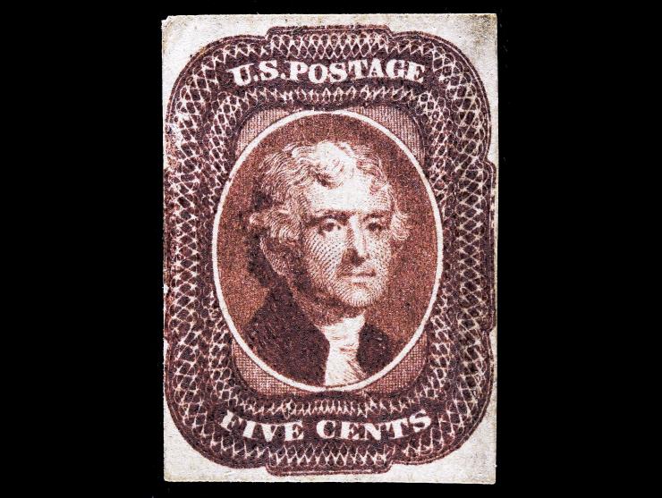 #12 1856 5c Red Brown, Used with Lightened Cancel