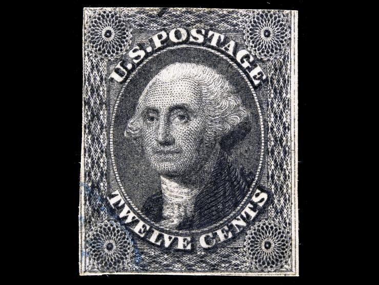 #17 1851 12c Black, Used with Manuscript Cancel and Black and Blue Cancel