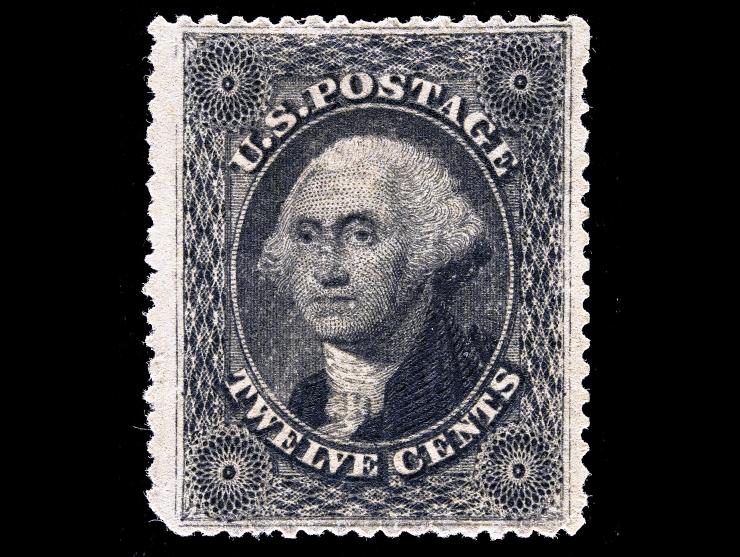 #36B 1860 12c Black, Used with Cancel Removed