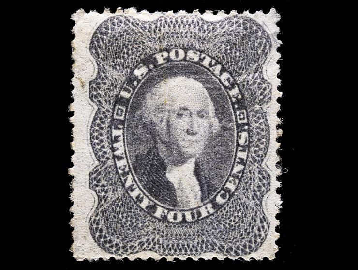 #37 1860 24c Gray Lilac, Used with Cancel Removed and Regummed