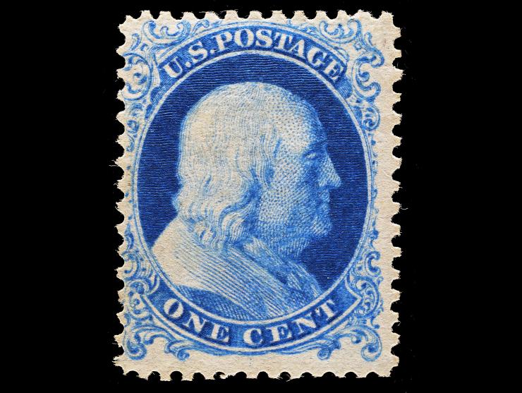 #40 1875 1c Bright Blue, Reprint, Unused