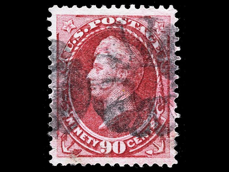 #155 1872 90c Carmine, Used with Cork Cancels