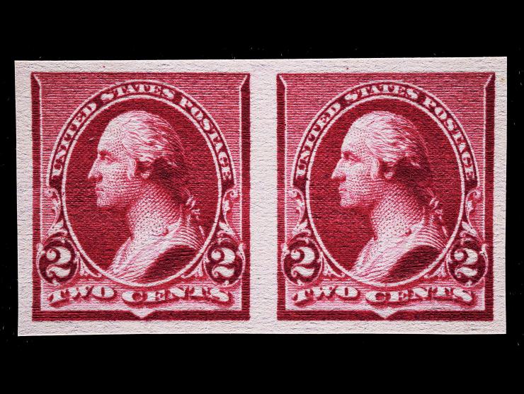 #219DP5 1850 2c Lake, Unused Die Proof, Horizontal Pair