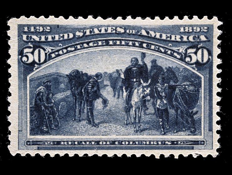 #240 1893 50c Slate Blue, Unused, No Gum