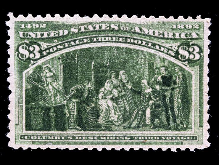 #243 1893 $3 Yellow Green, Unused
