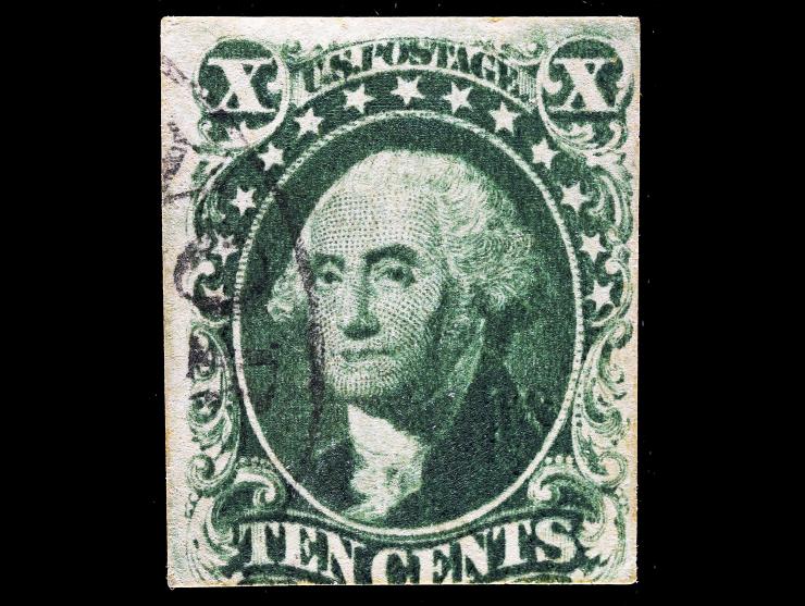#16 1855 10c Green, Type IV, Position 86L1, Used