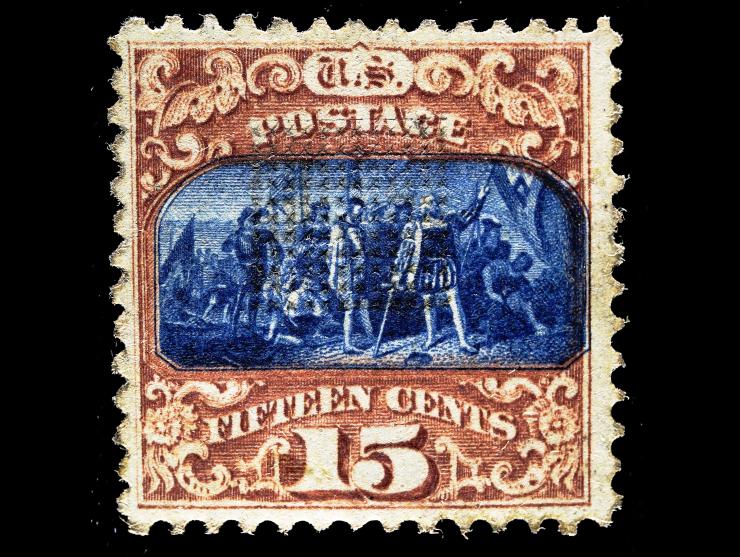 #119 1869 15c Brown and Blue, Unused, Regummed