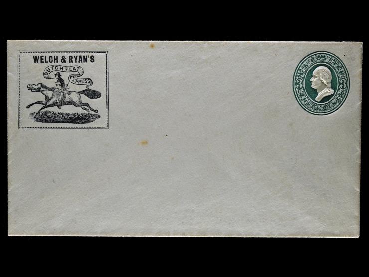Welch & Ryan's Dutch Flat Express, Unused Entire Printed Frank, U160 3c Green on Amber
