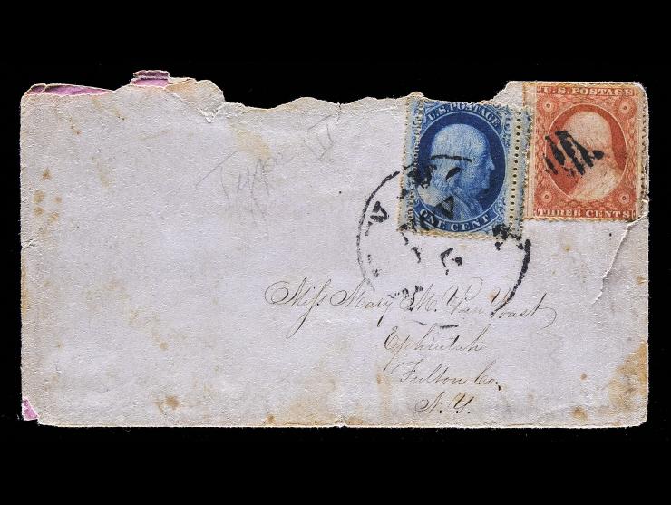 #24 1c Blue and #26 3c Dull Red, on Cover to Ephratah, NY