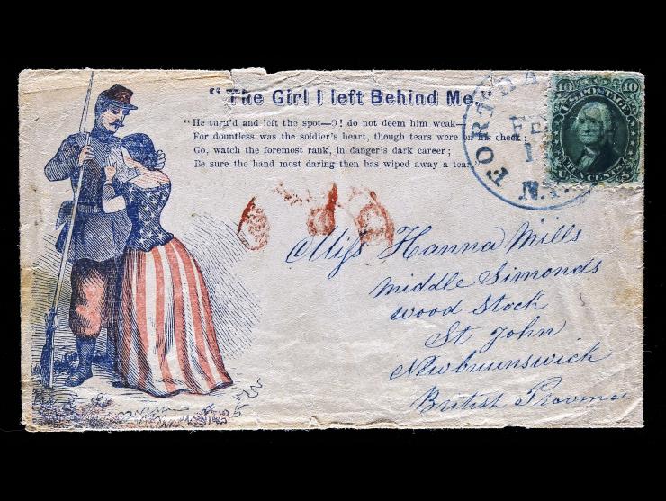 #68, 10c Green, Tied on “The Girl I Left Behind Me” Patriotic Cover to New Brunswick