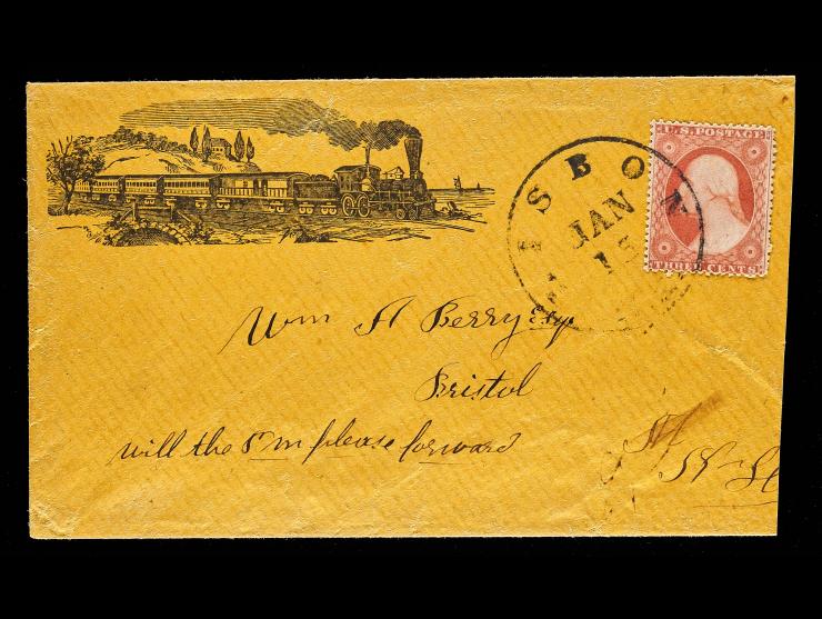 #26 3c Red Tied on Illustrated Railroad Cover to Bristol, CT