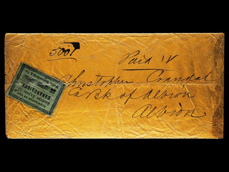 American Express Co., Illustrated Black on Green Label (Mosher AWBX-L15) on Cover