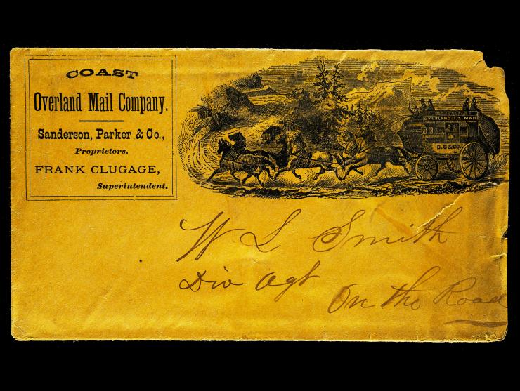 Coast Overland Mail Company, Illustrated Corner Card Cover on Internal Company Correspondence