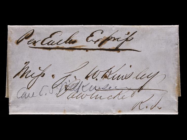 Earle's Express, Manuscript Endorsement on 1852 Folded Letter, Boston to Pawtucket, RI