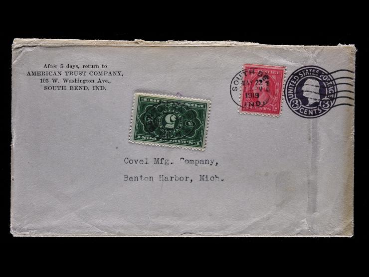 Parcel Post Postage Due, 1913, 5c Dark Green, JQ3, on 3c Postal Stationary with #406 2c Carmine