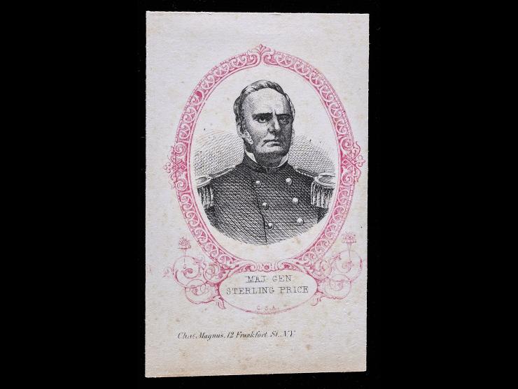 Confederate States, Sterling Price, Governor of Missouri and Future Confederate Major General, 1854 Folded Letter with Magnus Engraved Colored Portrait