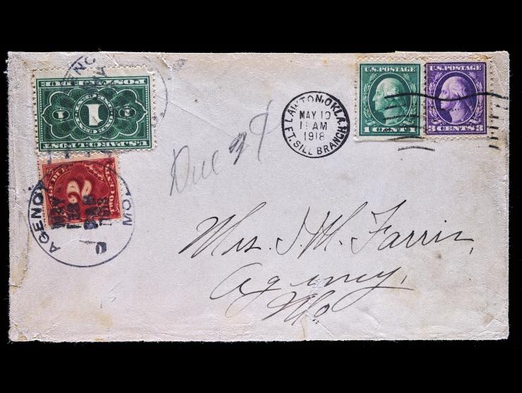 Parcel Post Postage Due, 1913, 1c Dark Green, #JQ1 with 2c Carmine #J53, #462 1c Green and #464 3c Violet on 1918 Cover