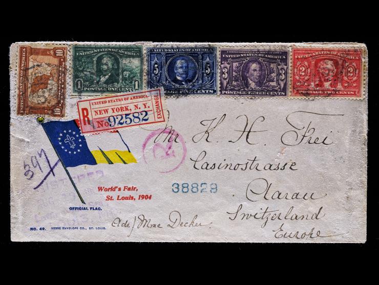 Louisiana Purchase Exposition, #323-327, Full Set on 1904 World's Fair Cover, Registered Mail, to Switzerland