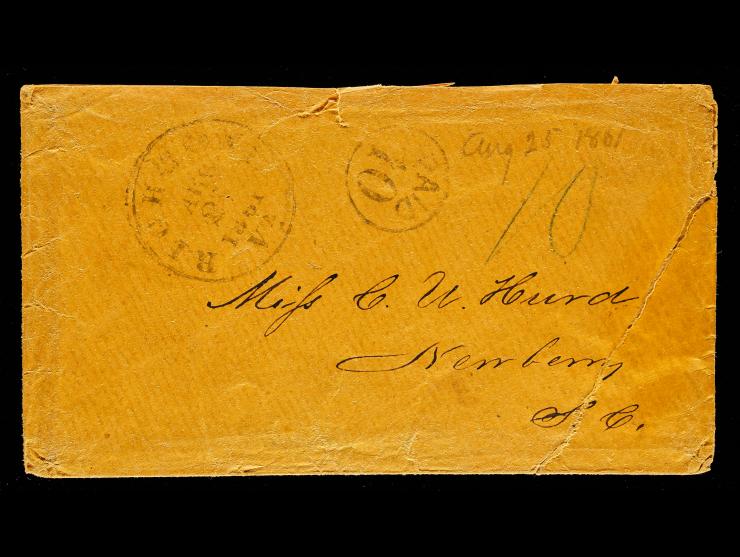 Confederate States, 1861 Stampless Cover, "PAID 10" in Circle Handstamp, Richmond to Newberry