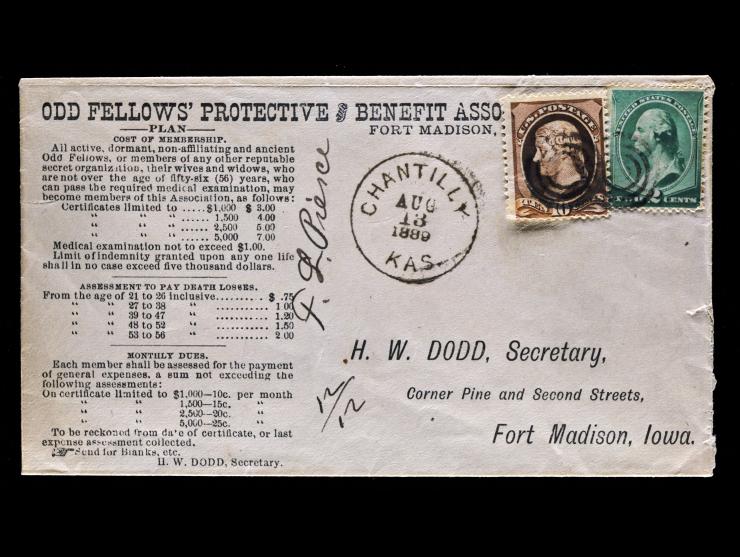 #209 1882 10c Brown and #213 1887 2c Washington, Both Tied on Illustrated Return Cover to Fort Madison, Iowa