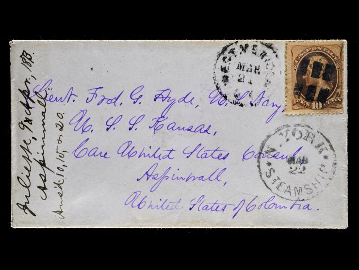 #150 1870 10c Brown, Tied by Segmented Duplex Cancel on Cover to Aspinwall, Panama (United States of Colombia) via Packet Steamship