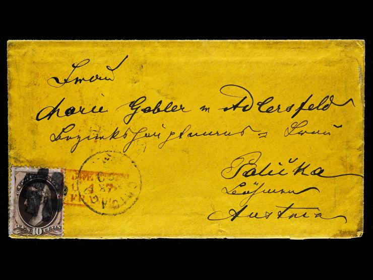 #150 1870 10c Brown, Tied by Cork Crossroads Cancel on Cover to Austria via Bremen on North German Llyod Steamer "Donau"