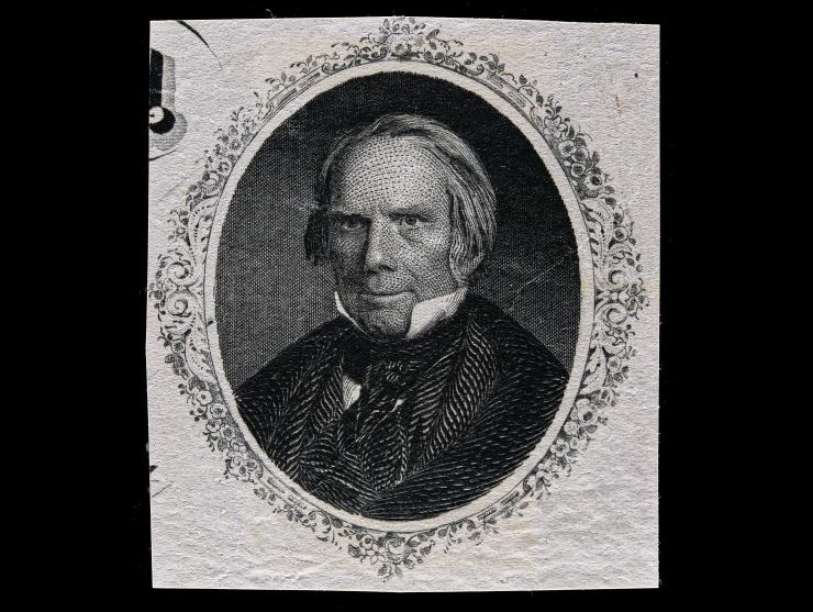 Henry Clay Portrait, Unused Document Cutout, Similar to Blood's 15L18 Design
