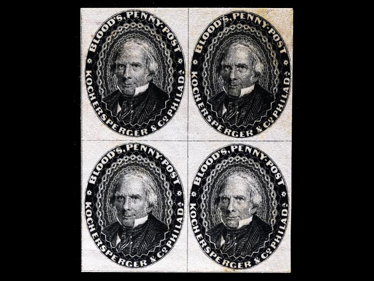D.O. Blood & Co., 15L18, 1c Black, Block of Four, Unused
