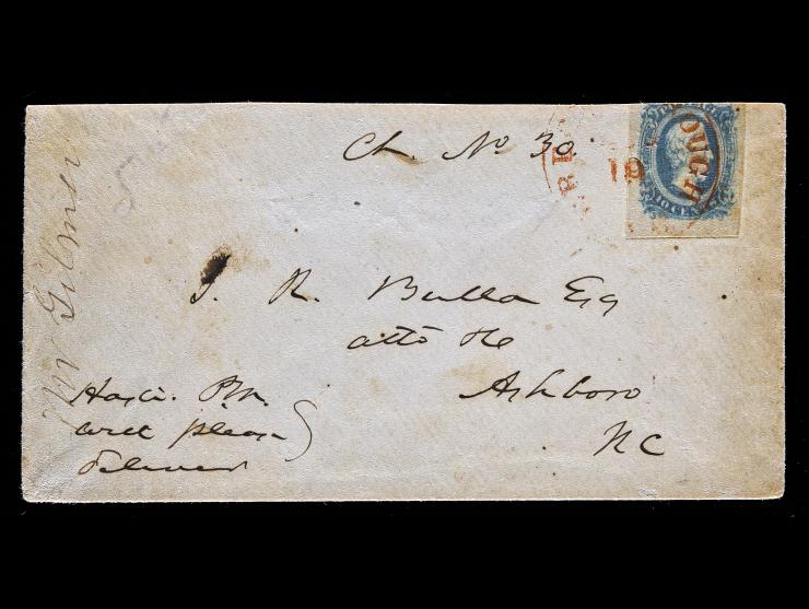 Confederate States, CSA #11 10c Green, Tied by Dark Red Greensborough, NC Cancel on Cover