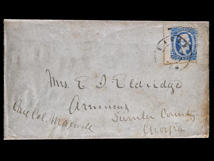 Confederate States, CSA #12 Tied on Cover, with Large Left Margin, Macon, GA to Americus, GA