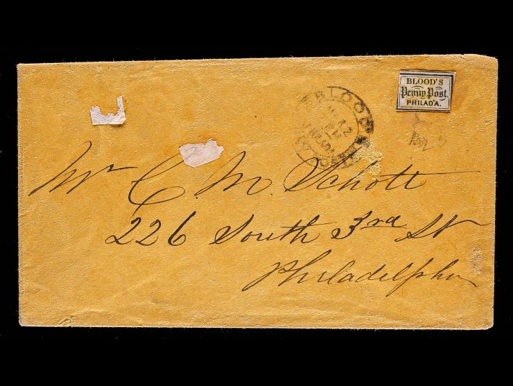 D.O. Blood & Co., 15L14, 1c Bronze on Lilac on Local Cover
