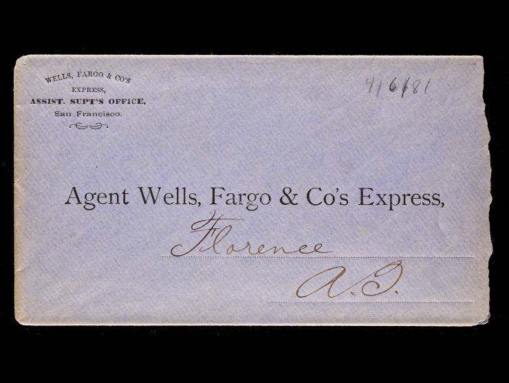 Wells, Fargo & Co's Express, Assist. Supt's Office, San Francisco, Blue Corner Card