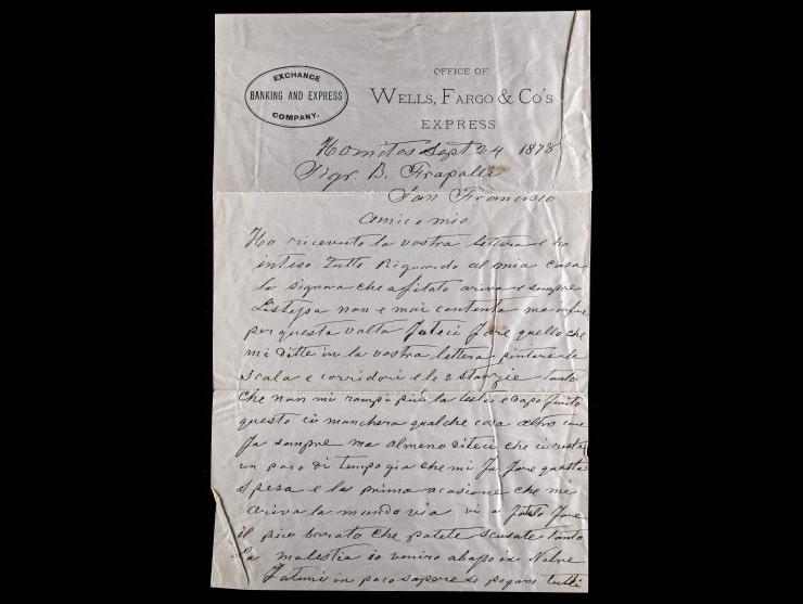 Wells, Fargo & Co's Express with "EXCHANGE COMPANY. BANKING AND EXPRESS" Black Oval Handstamp, 1878